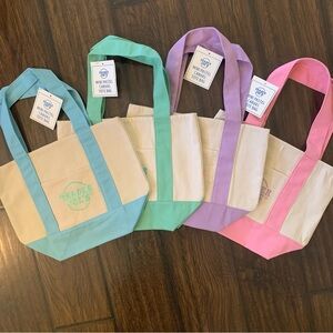 NEW Bundle of 4 Trader Joe’s Canvas Mini Totes Assorted Pastel Colors